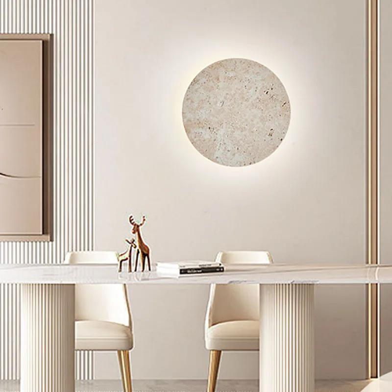 Modern Natural Stone LED Wall Lamp Circular Bedside Restaurant Atmosphere Light Artistic Home Decoration Sconce 3000K 23/30cm