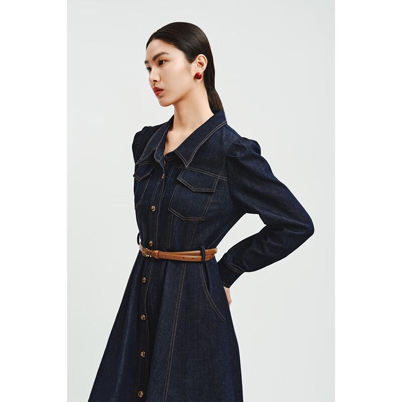 Women's A-line Denim Long Sleeve Mini Dress