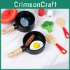 Simulation Wooden Flat Bottomed Pan Spatula Seasoning Cooking Set Toy Kid