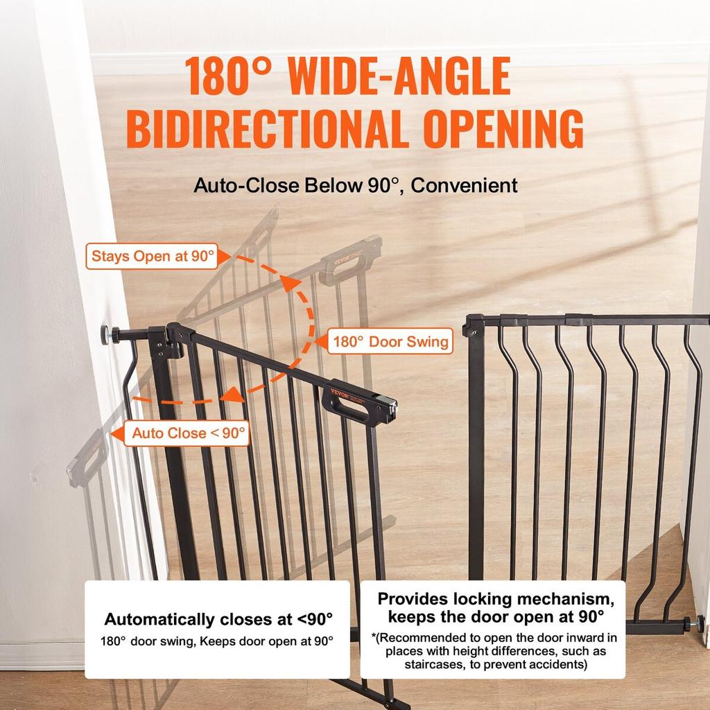 Baby Gate, 29.5"-48.4" Extra Wide, 30" High, Dog Gate for Stairs Doorways and House, Easy Step Walk Thru Auto Close Child Gate Pet Security Gate with