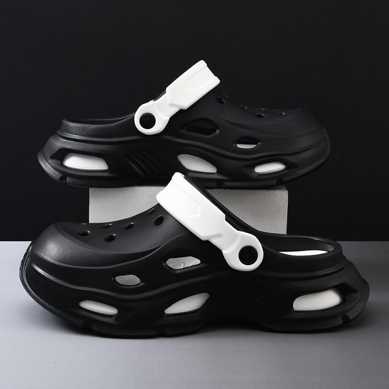 Thick-soled heightening eva soft-soled hole shoes for women to wear outside on the beach in summer, two indoor bag head sandals for couples