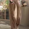 Women's Retro Corduroy Harem Pants - Elastic Waist, Lace-up, Patchwork, Plus Velvet, Thickened for Spring/Autumn