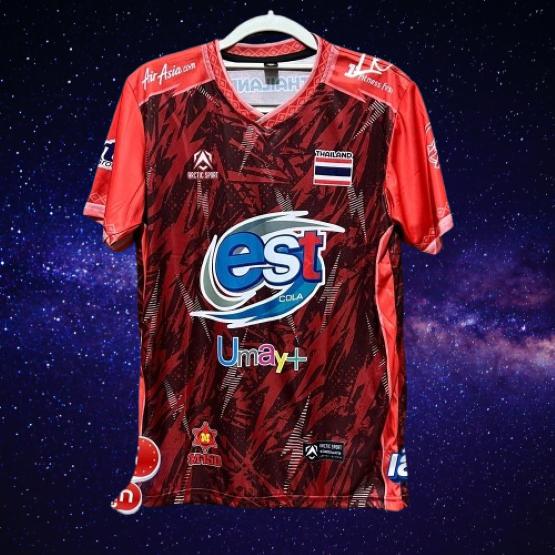 THAILAND National Volleyball Men Training JERSEY CHEER Fan Print Quick Dry V Neck Shirt Short Sleeve Uniform Thailand Logo Unisex Sport Indoor