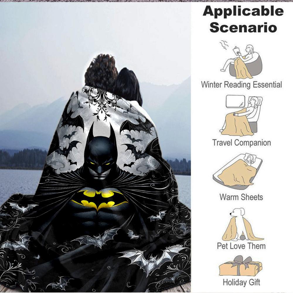 1pc Batman Flannel Throw Blanket - HD Printed Lightweight Soft Warm All-Season Blanket for Sofa, Bed, Travel, Camping 171