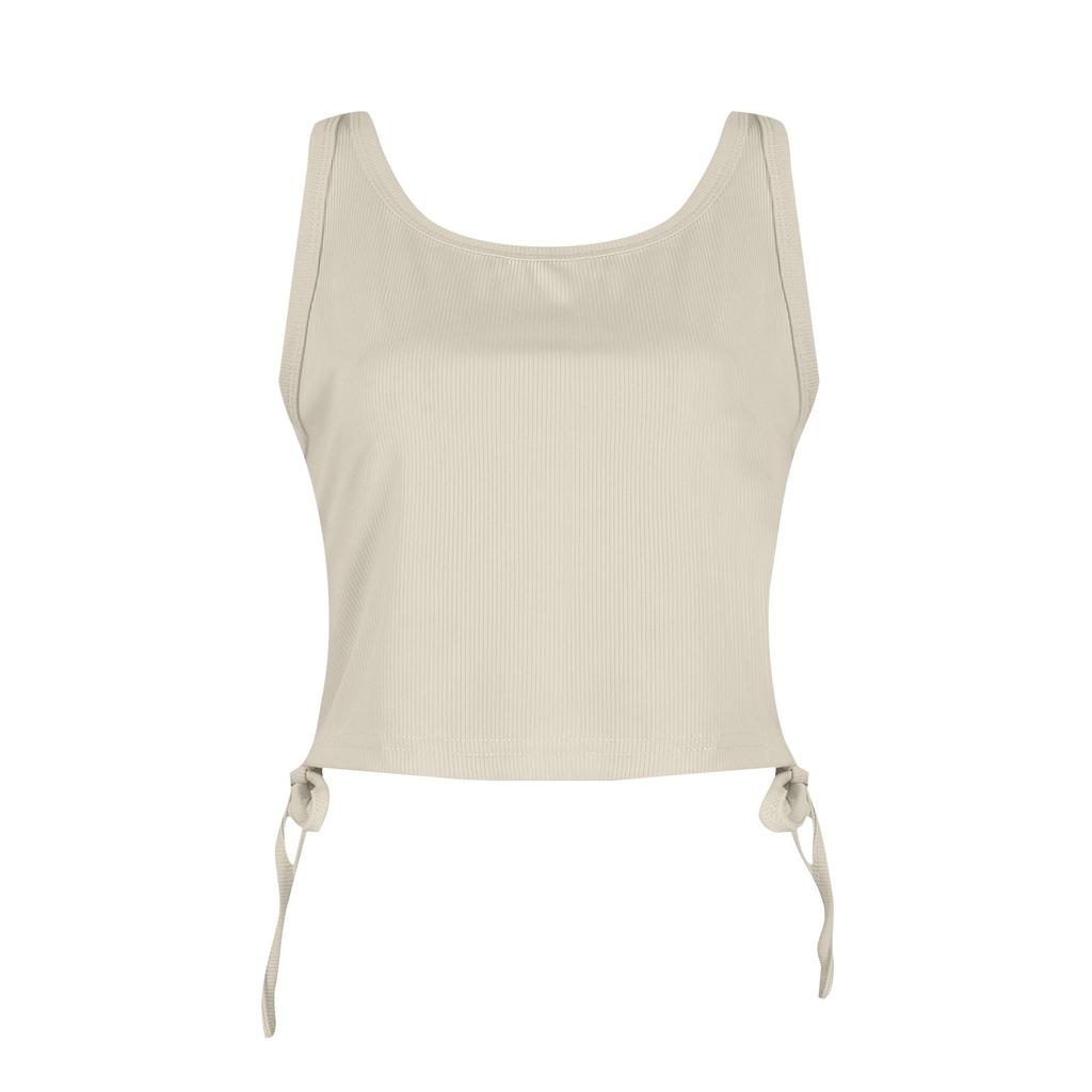 Kvinners sommer Ny ensfarget Sexy Vacation Vest Topp med snøring