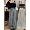 Stripe Pants Idle Style Drape Straight Casual Pants Women Autumn Versatile Loose Slimming Wide-Leg Pants Mop Pants