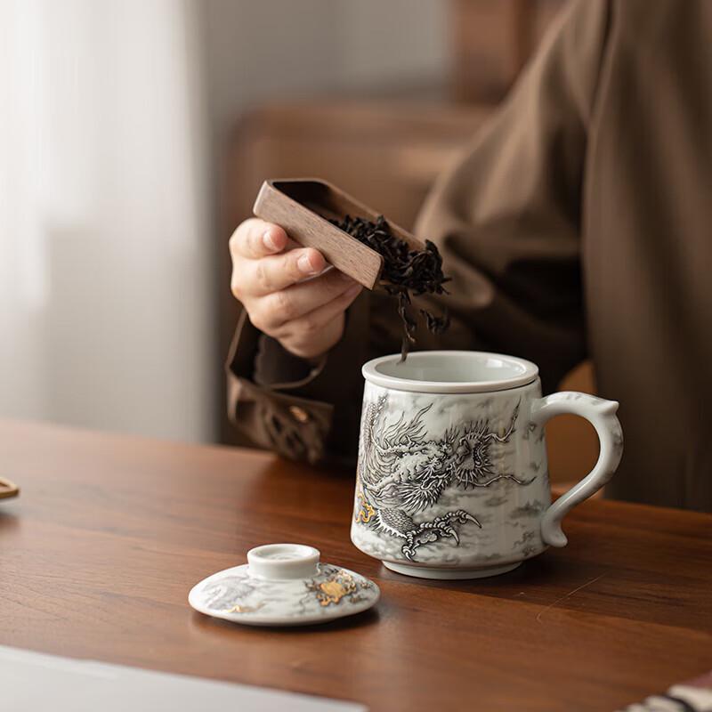 Prosperity Dragon Ceramic Office Cup