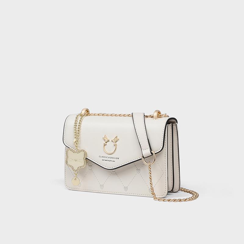 New Autumn and Winter Genuine Leather Women's Crossbody Bag Chain Shoulder Small Square Bag Underarm Bag