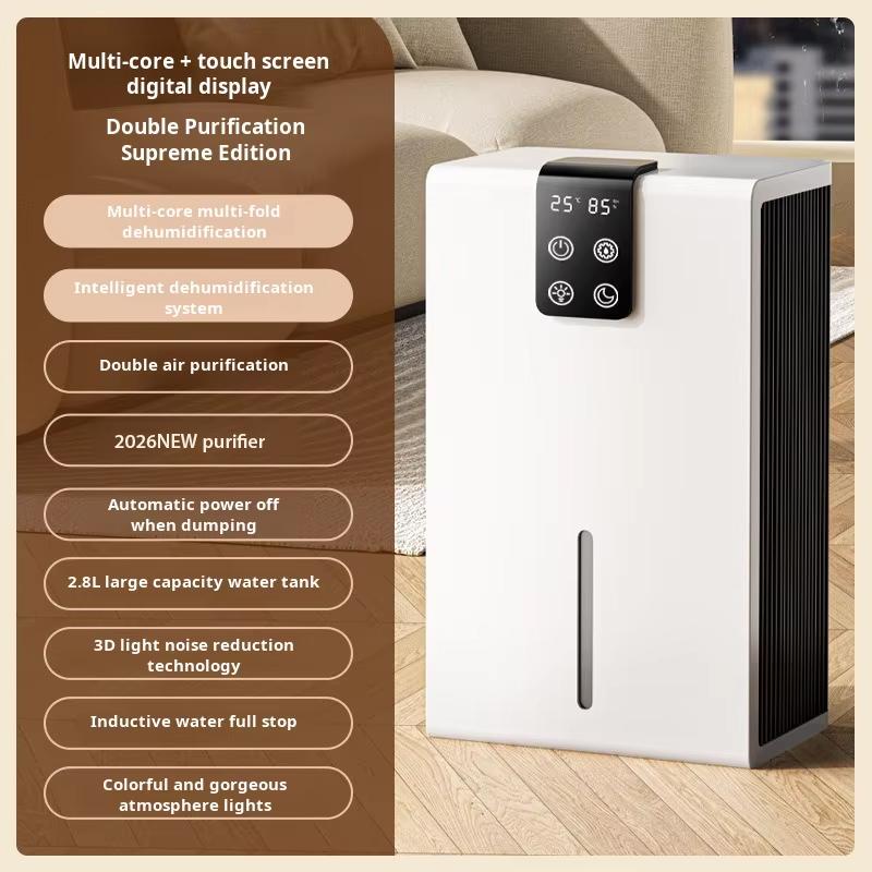 

Household Dehumidifier Dryer Moistureproof 2.8L Water Tank Water Full Stop Indoor Purification Air Dryer Basement Dehumidifier EU Plug
