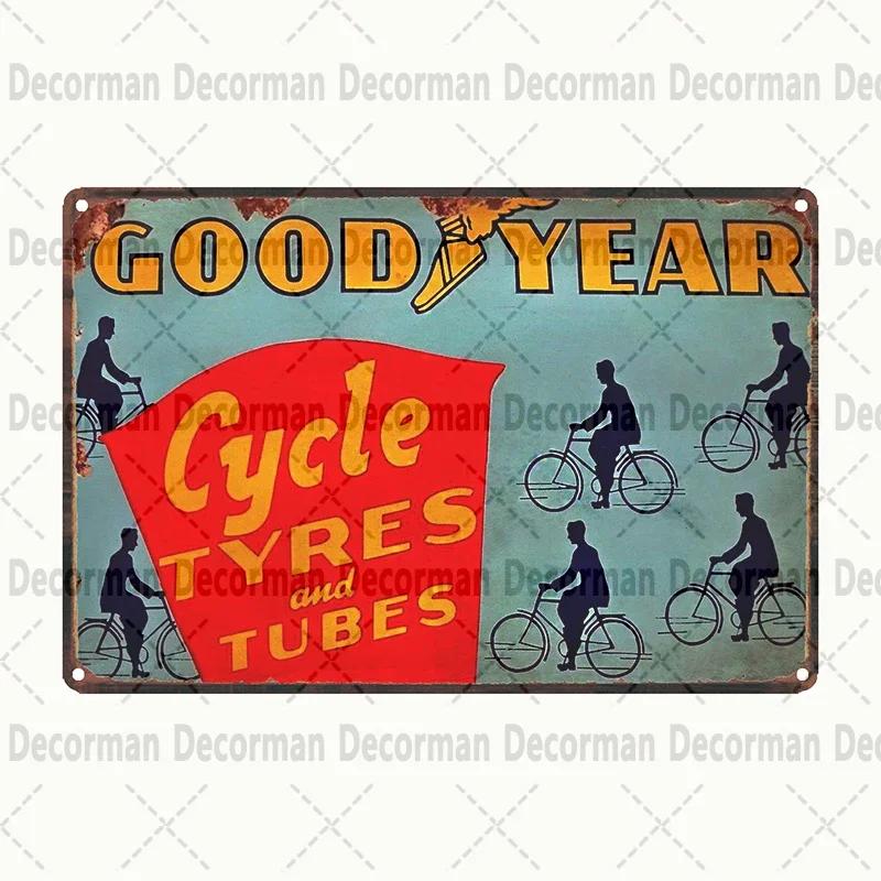 Retro Goodyear Tire Motor Oil Tin Sign  Vintage Iron Painting Wall Decor for Home Pub Bar  X CM Gift Art Poster