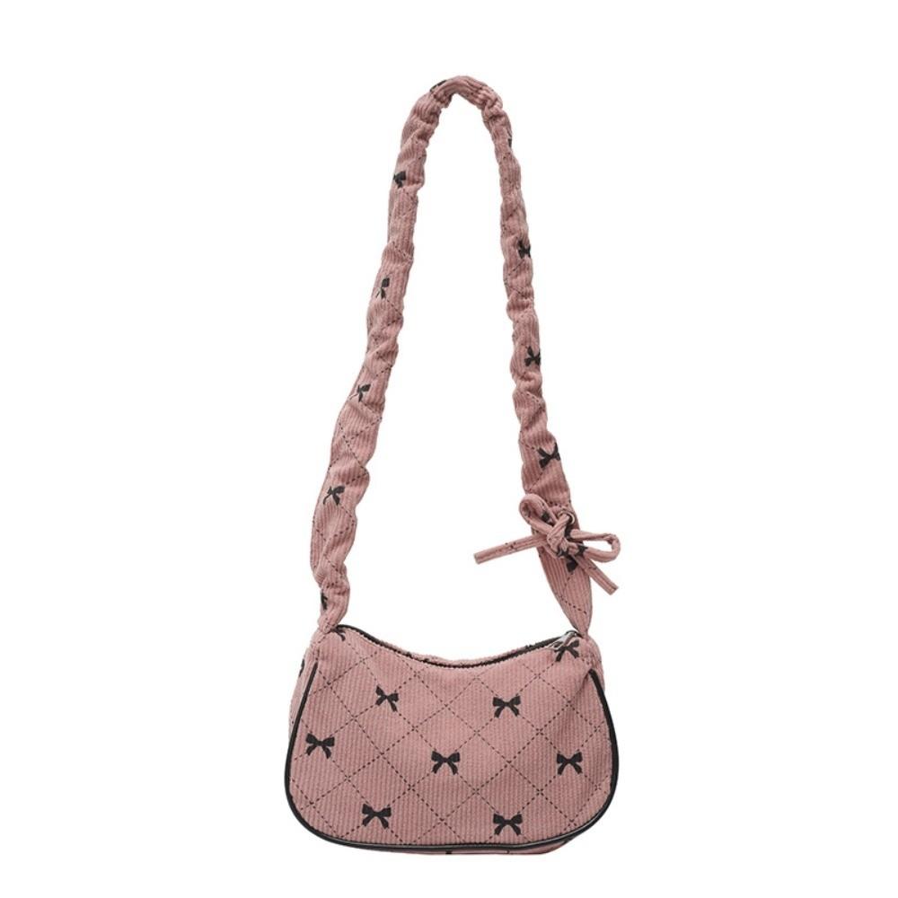 

Drawstring Bowknot Underarm Bag Elegant Handbag Simple Opening Bag Street Trend розовый