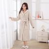 Four Seasons Merbau Hooded Coral Fleece Bathrobe: Thick, Wearable Bath Towel with Cross Tie and Long Sleeves.