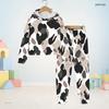 Boys Girls Blue White Printed Hooded Long Sleeve Sweatshirt Cuffed Pants Two Piece Set