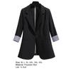 3/4 Sleeve Striped Patchwork Cuff Pockets Women Blazer Solid Color Lapel Single Button Thin Suit Coat Workwear