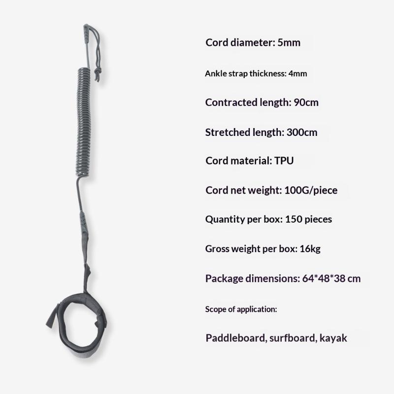 1Pc Surf Sup 10 Feet Ankle Leash Surfing Elastic Coiled Stand UP Paddle Board Leg Rope Surfboard Ankle Leash Surfing Accessories