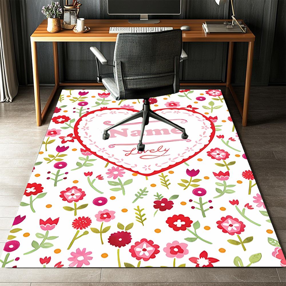 Custom Name Love Printed Carpet,Rug for Office Chair Living Room Bedroom Kitchen Room Decor Gifts.