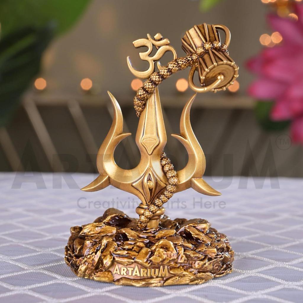 Trishul with Damru Traditional Trishul Damru Shiva Trishul Idol Decorative Showpiece for Car Dashboard Home Decor Pooja Room
