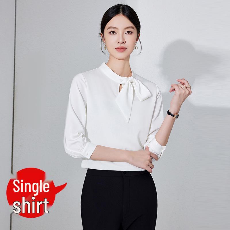 

Женская шифоновая блузка - Весна/Лето 2025 Профессиональная рубашка с длинным рукавом для работы/собеседования 3XL