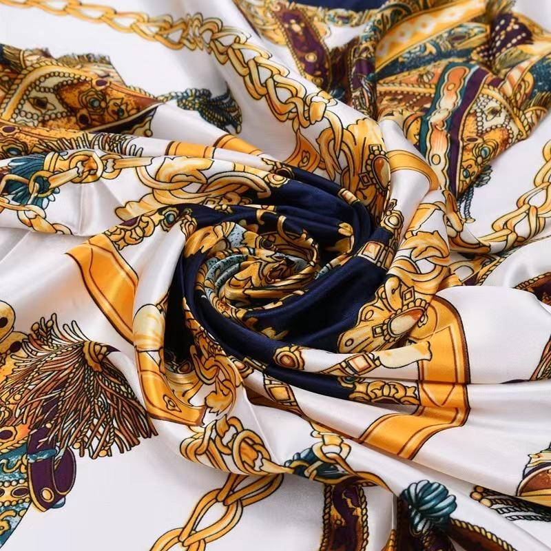 Silk Scarves Women Luxury Brand Summer Fashion Designer Head Hair Scarf Hijab Bandana Foulard Femme Headscarf