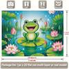 2D Cartoon Frog Backdrop Lotus Pond Dragonfly Photography Background Banner