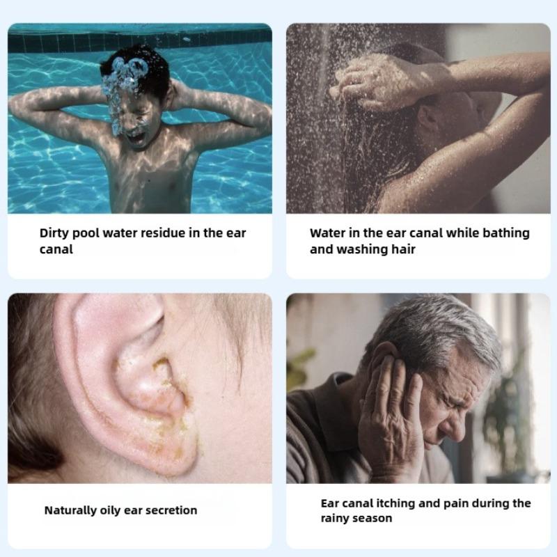 Rechargeable Ear Dryer with Red Light Therapy Air Flow Waterproof for Swimmers Ear Moisture Removal After Swimming Bathing