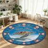 Ocean Sea (121) Theme Round Crystal Velvet Rug Custom Name Text Personalized Floor Mat Home Decor Non Slip Crystal Carpet