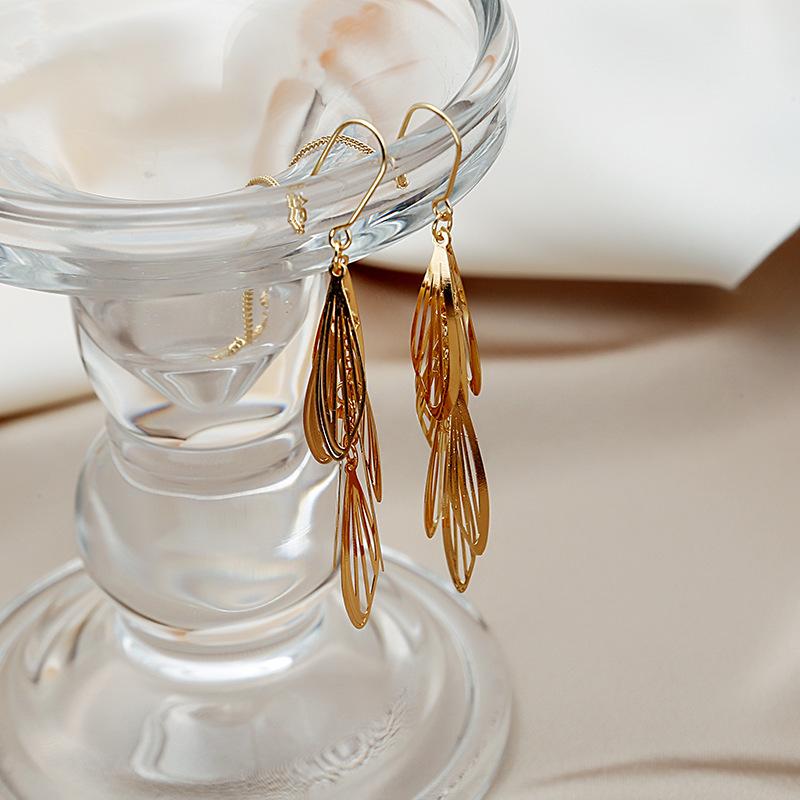 Slimming Face Tassel Earrings - Temperament Dragonfly Wing 2023 Korean Fairy Anti-Loss Thread