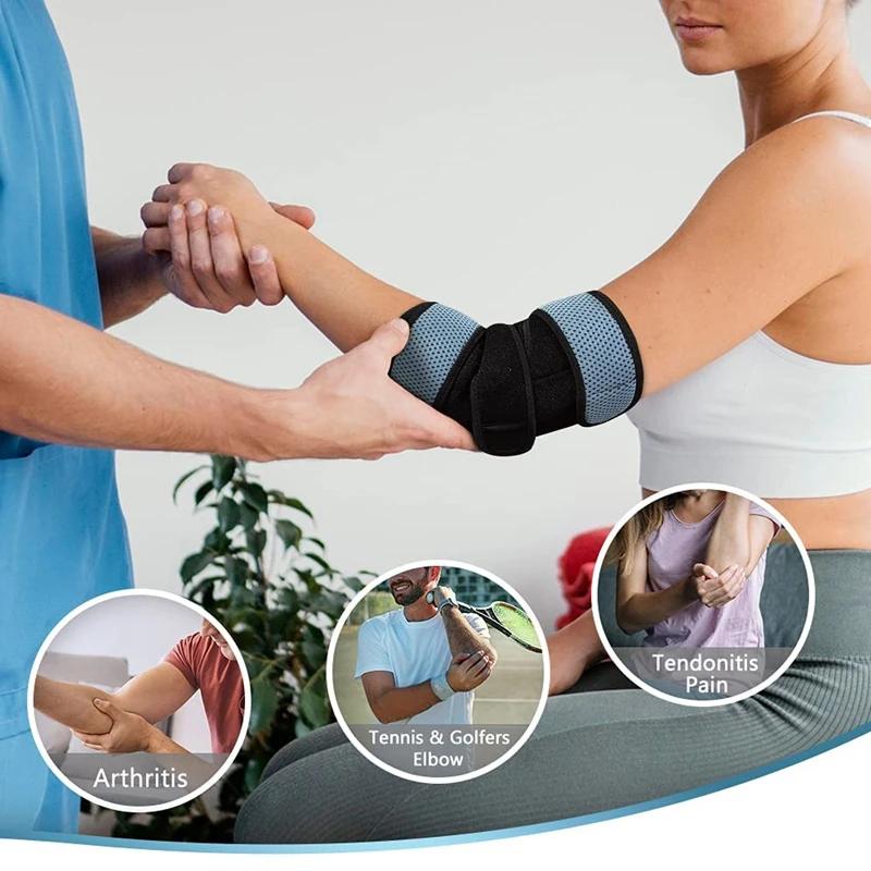 Adjustable Elbow Support with Removable Metal Splints Arm Stabilizer for Cubital Tunnel Tennis Sports Protection