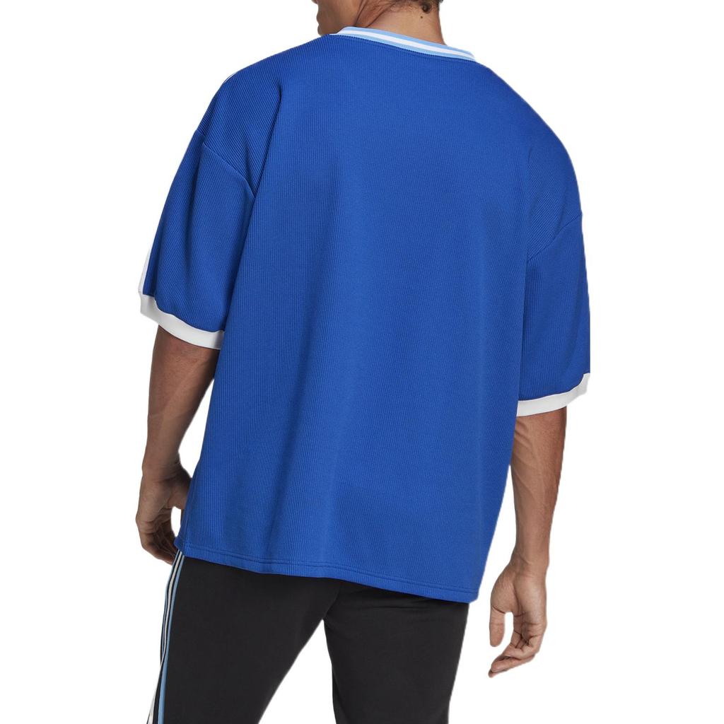 Adidas Argentina Team Logo Embroidered Striped Short Sleeve Soccer Jersey Men Tops Blue HG4239