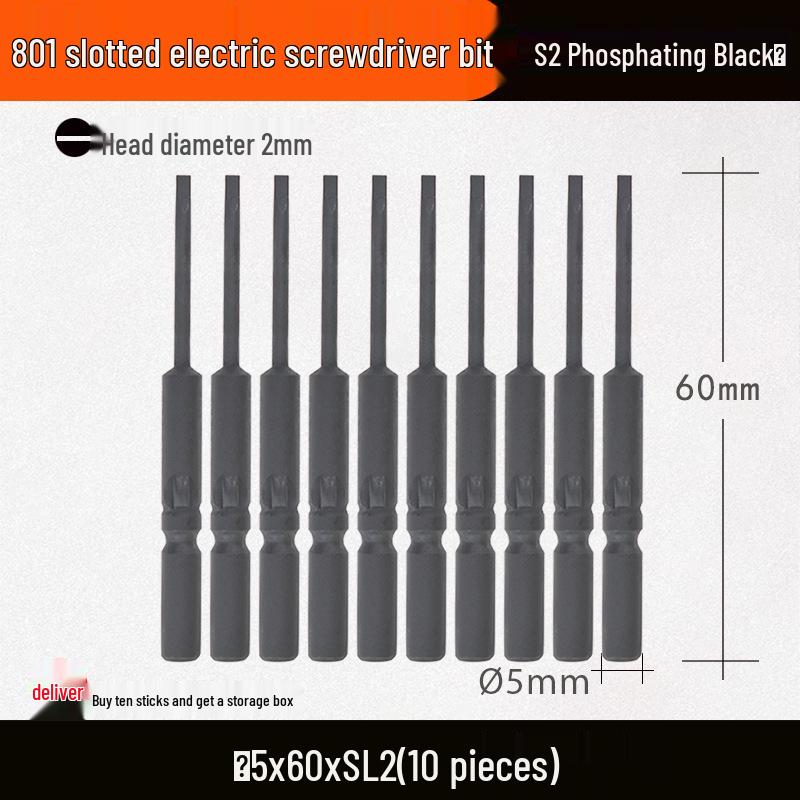 Nigao Phosphating Black Electric Screwdriver Bit 801, 5mm Shank, Strong Magnetic, Hardened Air Screwdriver Head.