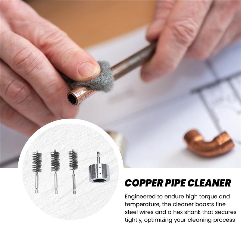 A96I-Metal Copper Pipe Cleaner,Tube Cleaning Brush For Power Drill Copper Tube Cleaner Brush For Drill