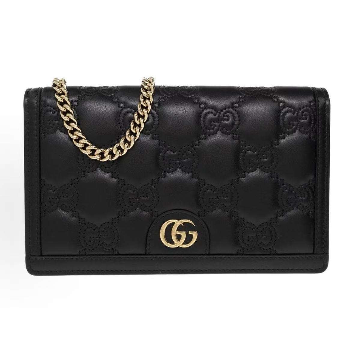 

Gucci Snap-Fastening Metal Chain Shoulder Strap Quilted Leather Small Square Bag Messenger Bag Mini Women S Black Box(Basic Set+Box) чорний