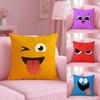 Funny Emoji Cushion Cover Soft Short Plush Double-Sided Printing Home Decor Machine Washable Pillow Case Gift