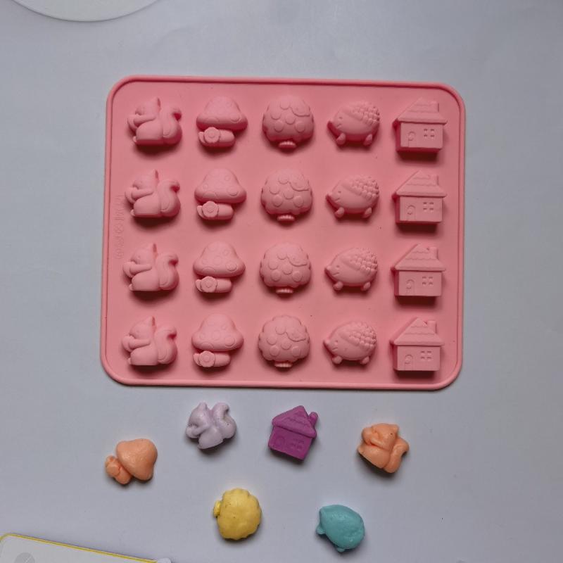 Chocolate Silicone Baking Mold Cartoon Squirrel Hedgehog Mushroom Shaped Tray for DIY Cake Cookie Soap Home Baking Projects