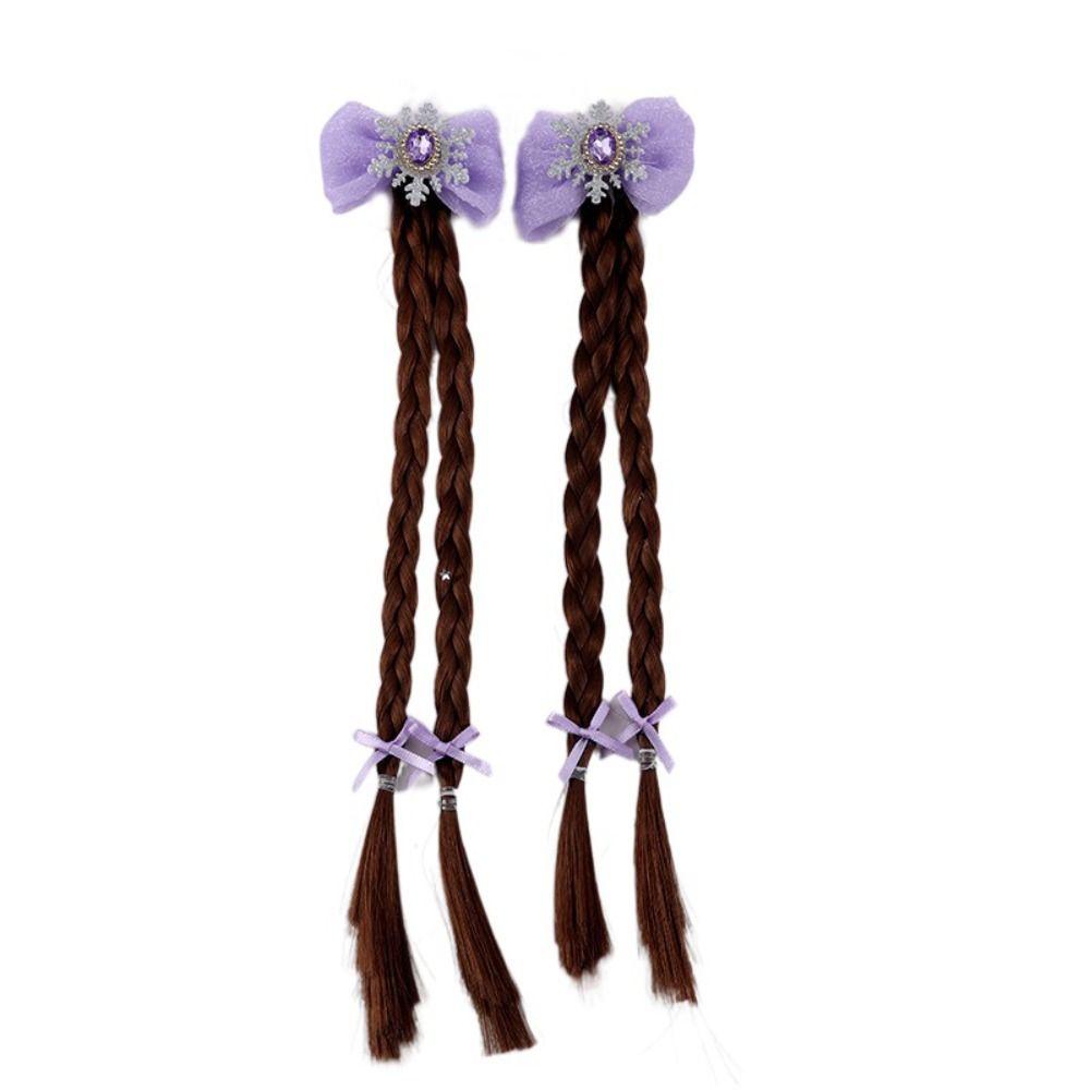 

2pcs Synthetic Cartoon Bow Ponytail Cute Kids Ponytail Princess Girls Braids Wig Party фиолетовый