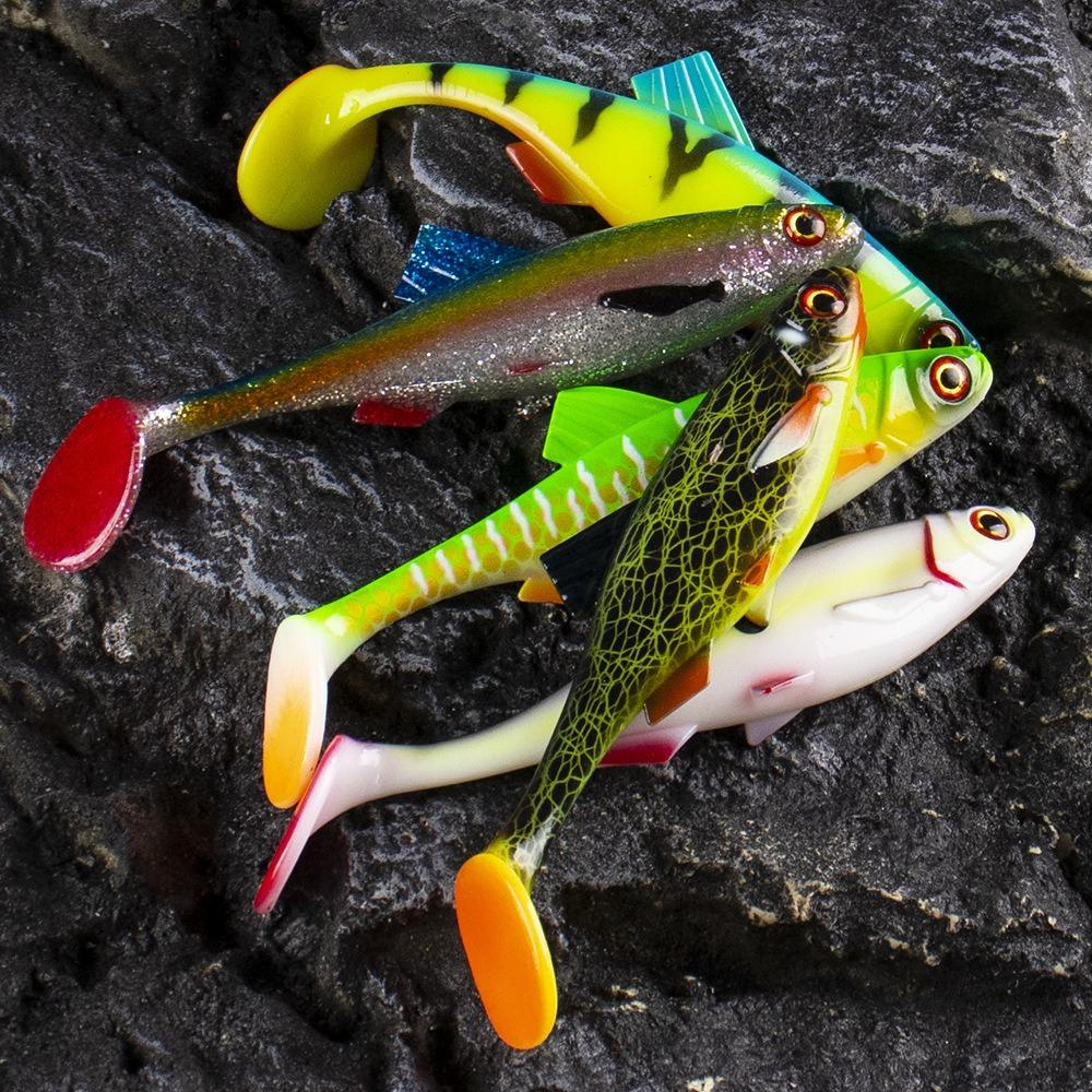 3D Eye Simulation Fishing Lure Baitfish Shad T Tail Soft Baits T-Tail Soft Swimbait  Perch