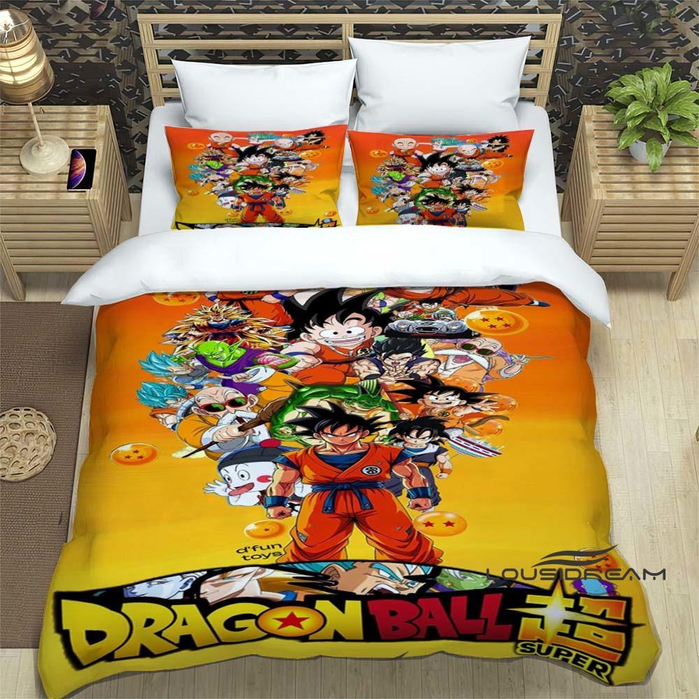 3D Dragon Ball Cartoon Bedding Set (3 Pieces) – Includes Duvet Cover and Pillowcases. Soft and Comfortable.