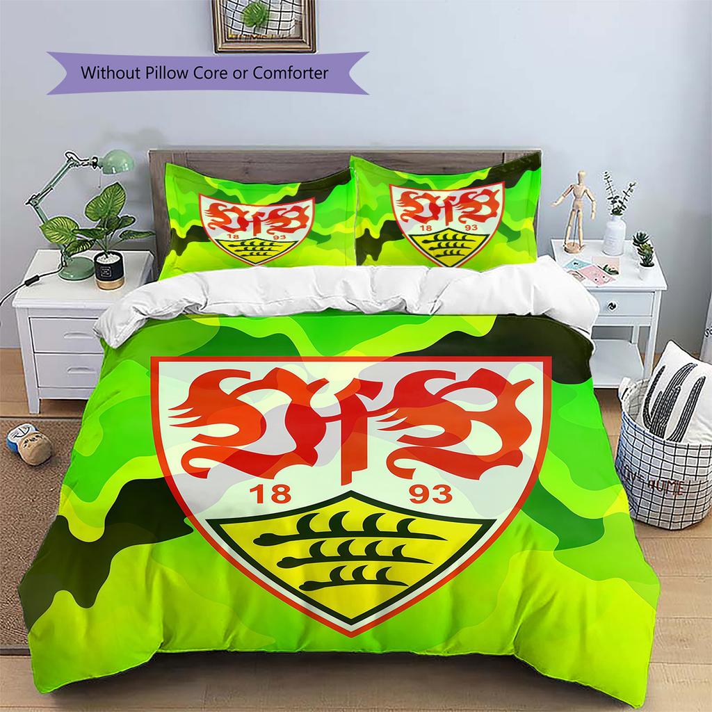 Set Copripiumino Trapuntato con Motivo VfB Stuttgart Decorazione per la Casa Regalo (1 * copripiumino + 2 * federe senza imbottitura)