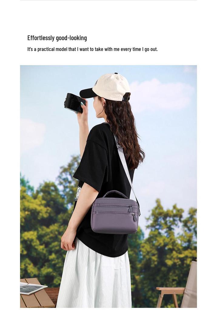 Women's Water-Repellent Crossbody Handbag: Multi-Layer Single-Shoulder Casual Nylon Bag