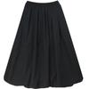 Women's Spring and Autumn Thin A Line Skirt High Waisted Elasticated Comfortable Loose Black Fluffy Skirt