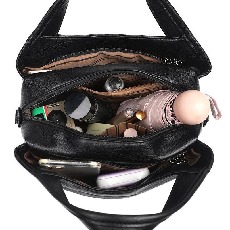 Fashion Vintage Leather Shoulder Bag for Women Multi Compartment Handbag Retro Shoulder Bag Perfect for Shopping Daily Life and Weekend Outings