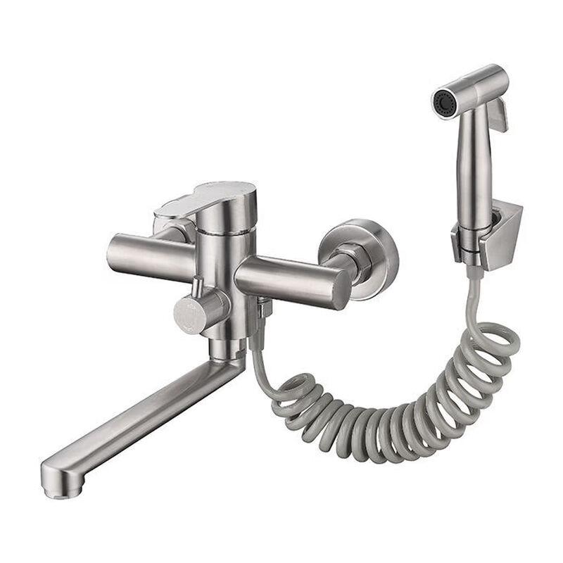 TLXT Wall-Mounted Kitchen Faucet with Spray Gun