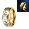 Men Titanium Steel Ring Engrave Gold Luminous Fashionable Glossy 18.2mm Inner Diameter Ring