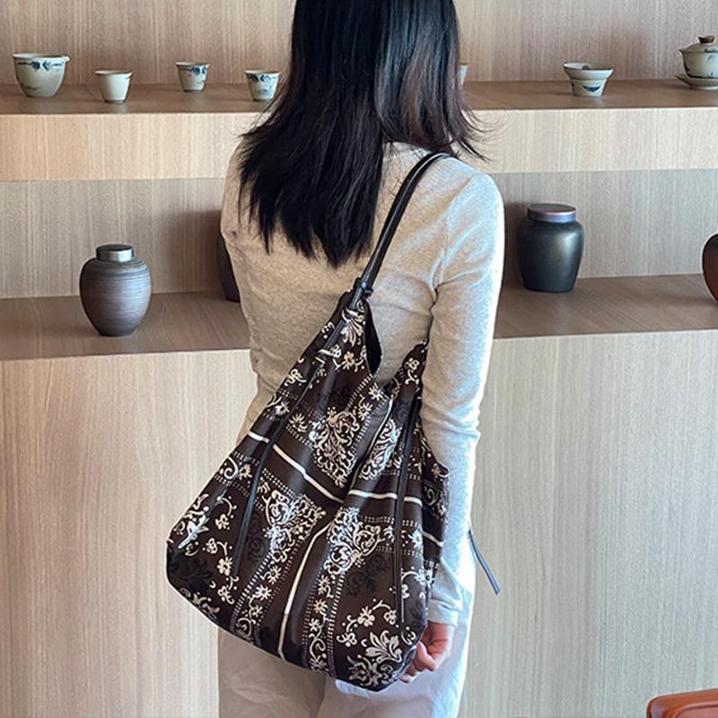 Yogodlns Large Capacity Shopper Tote Bag Ethnic Printed Shoulder Bag Soft Shopper Handbags Fashion Designer Hobos Bags for Women