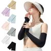 2Pcs Summer Ice Silk Arm Sleeves UV Protection Breathable Anti-slip Elastic Men Women Outdoor Cycling Fishing Long Cooling Arm Cover