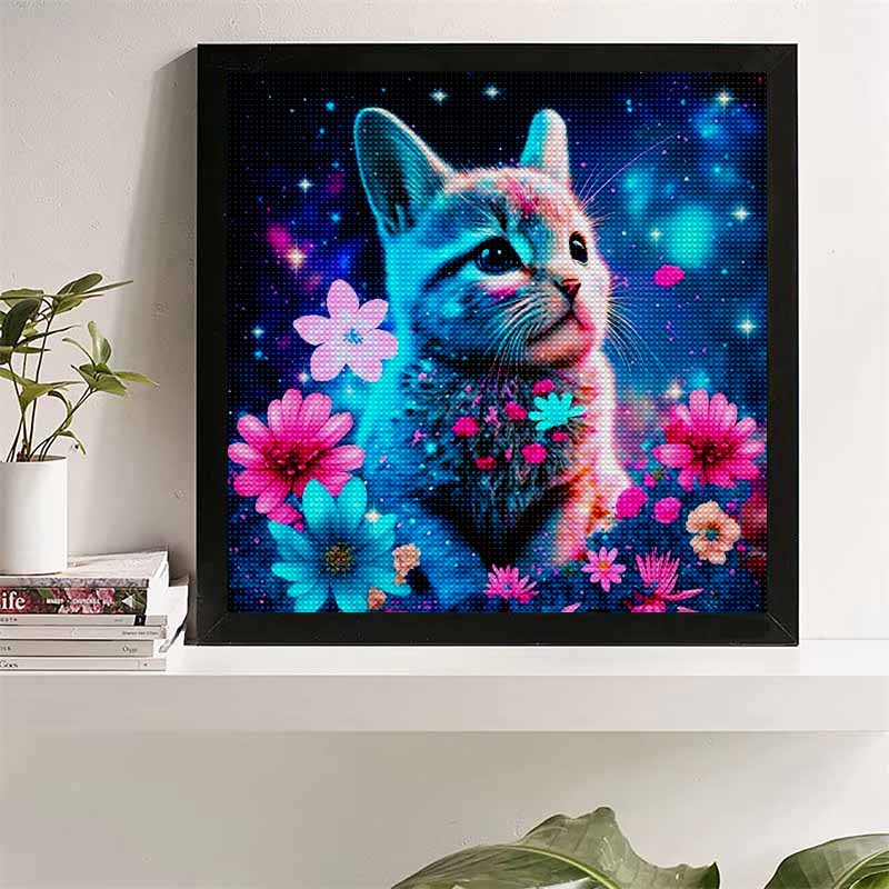 New Arrival 5D DIY Full Circle Diamond Painting "Flowers and Cats" Embroidery Cross Stitch Home Decor Gift