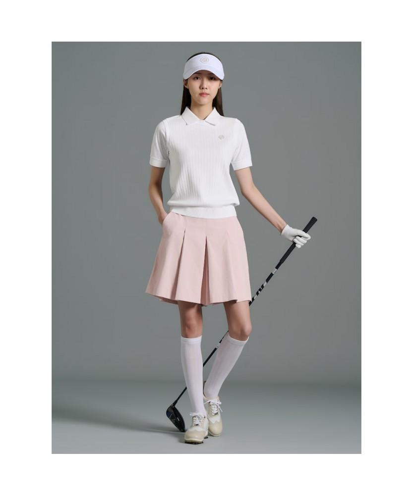 BEANPOLE GOLF [B_Under] Women'S Knit Hybrid Collar Short Sleeve T-Shirt - White