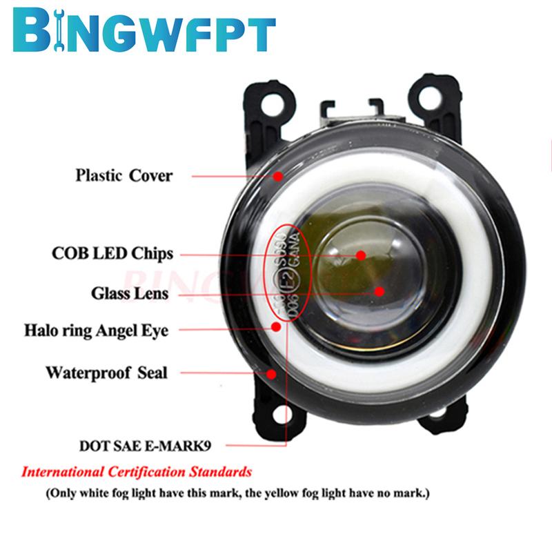1Pair Fog Light Angel Eye For Peugeot 207 CC Convertible WD_ 2007 2008 2009 2010 2011 2012 H11 LED DRL 12V Fog Lamp Assembly
