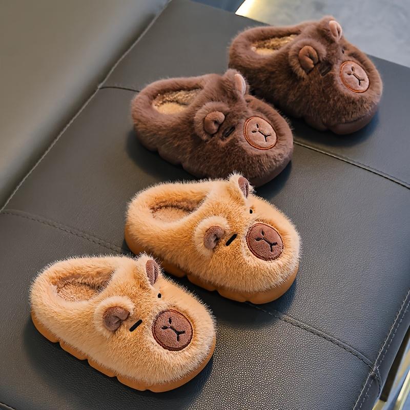 Papuci de pluș pentru copii - Papuci de casă de interior moi, căptușiți cu lână moale, pentru băieți și feteDesign drăguț de desene animate  Perfect pentru uz casnic toamnă/iarnă
