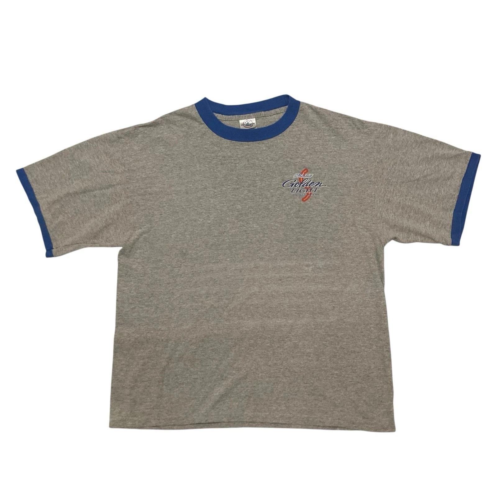 

Vintage Michelob Golden Light Draft Beer Ringer T-shirt Large Gray/Blue Delta XL